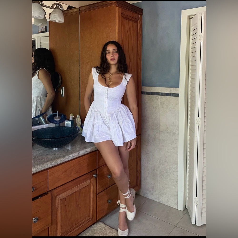 THE ELISABETH ROMPER DRESS -
WHITE EYELET - Picture 4 of 7